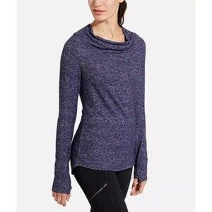 ATHLETA WOMEN'S LONG SLEEVE BLUE‎ HEATHER GRATEFUL COWL NECK SOFT TOP Sz XXS
